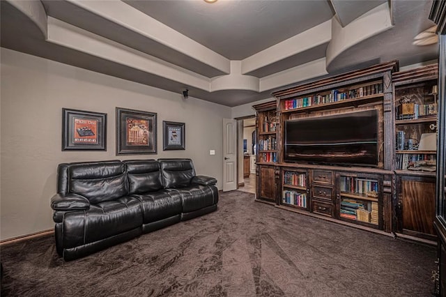 8301 NW 146th St, Oklahoma City, OK 73142 - carpeted living area with a raised ceiling