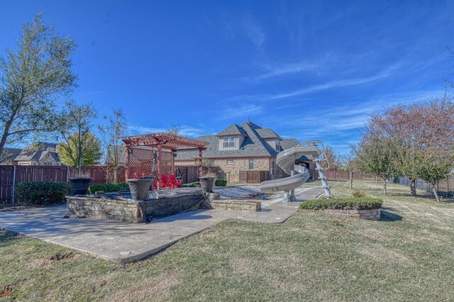 393 Haloka Ave, Washington, OK 73093 - view of yard featuring a pergola, fence, and a patio area