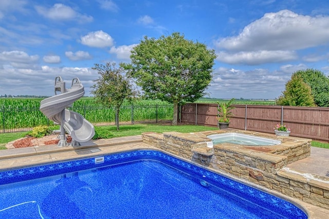 393 Haloka Ave, Washington, OK 73093 - view of pool with an in-ground hot tub and a water slide