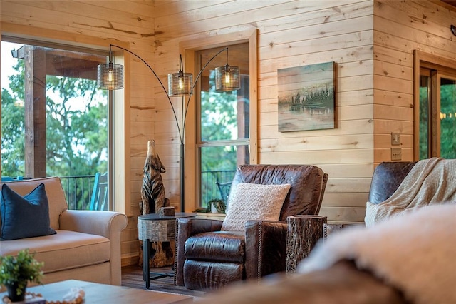 357 Little Creek Ln, Broken Bow, OK 74728 - living area featuring wooden walls