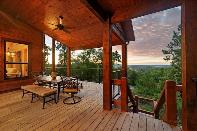 357 Little Creek Ln, Broken Bow, OK 74728 - wooden terrace with ceiling fan