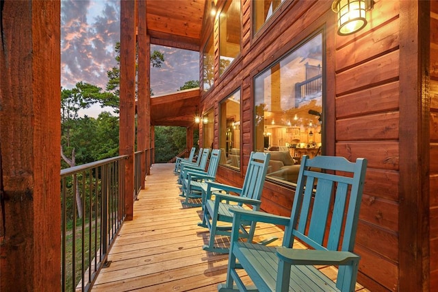 357 Little Creek Ln, Broken Bow, OK 74728 - view of deck at dusk