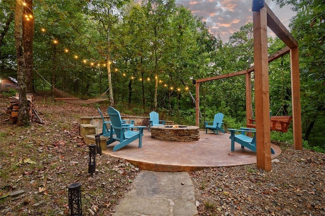 357 Little Creek Ln, Broken Bow, OK 74728 - view of yard with a fire pit and a patio area