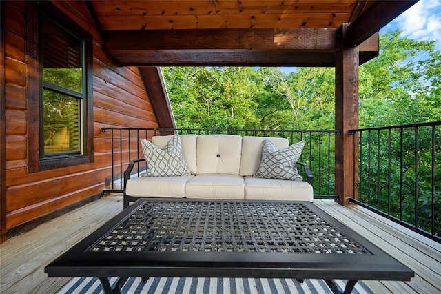 357 Little Creek Ln, Broken Bow, OK 74728 - deck with an outdoor hangout area