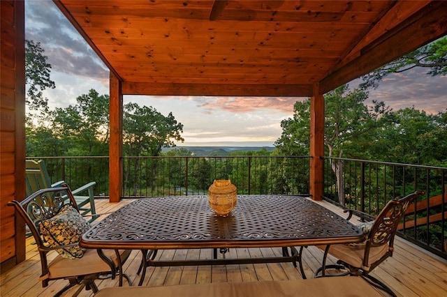 357 Little Creek Ln, Broken Bow, OK 74728 - wooden terrace with outdoor dining space