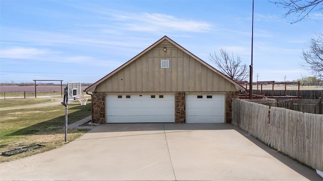 detached garage with fence