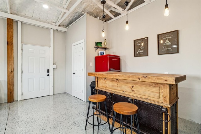 bar with speckled floor