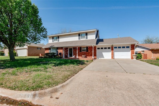 7205 N Seminole Ter, Warr Acres, OK 73132 - traditional home with brick siding, a front lawn, a garage, and concrete driveway