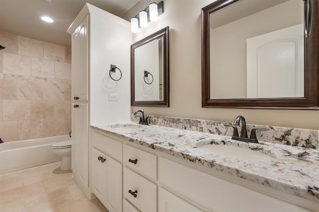 4174 Richards Way, Piedmont, OK 73078 - full bath featuring double vanity, recessed lighting, and shower / washtub combination
