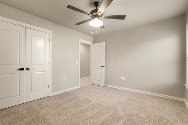 4174 Richards Way, Piedmont, OK 73078 - unfurnished bedroom with light colored carpet, a closet, and a ceiling fan