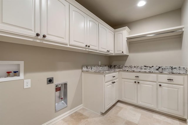 4174 Richards Way, Piedmont, OK 73078 - washroom featuring cabinet space, electric dryer hookup, hookup for a washing machine, and recessed lighting