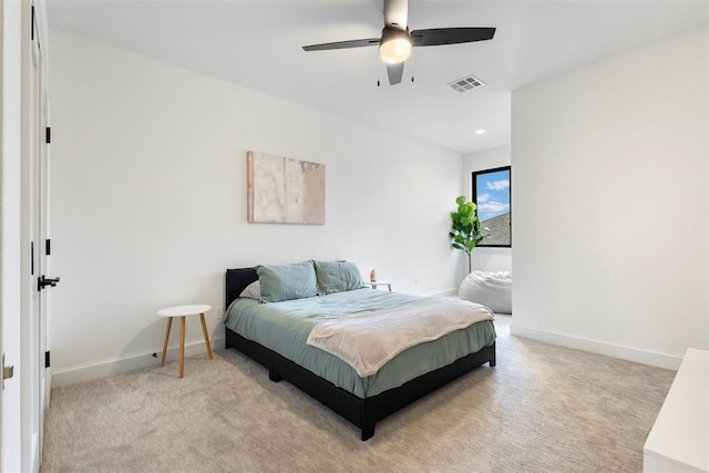 2109 Wiregrass Rd, Edmond, OK 73025 - carpeted bedroom with a ceiling fan and recessed lighting