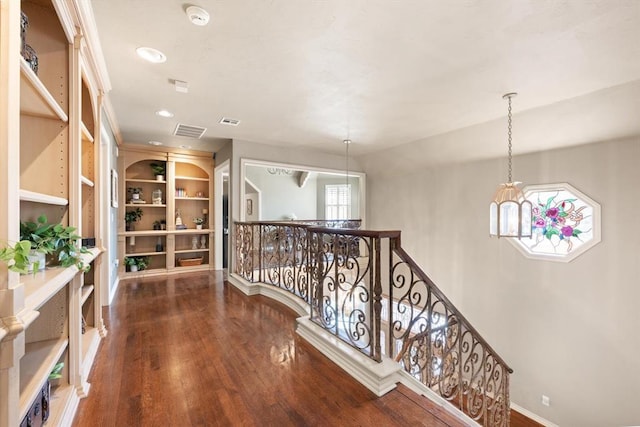 2817 Sweetbriar Way, Edmond, OK 73034 - hall with an upstairs landing, wood finished floors, and recessed lighting