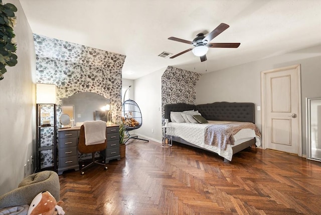 2817 Sweetbriar Way, Edmond, OK 73034 - bedroom featuring baseboards, a ceiling fan, and a desk