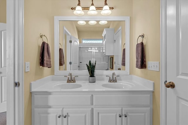 5405 NW 122nd Ter, Oklahoma City, OK 73162 - bathroom with double vanity and an enclosed shower