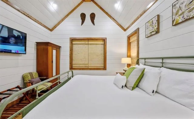 bedroom featuring vaulted ceiling