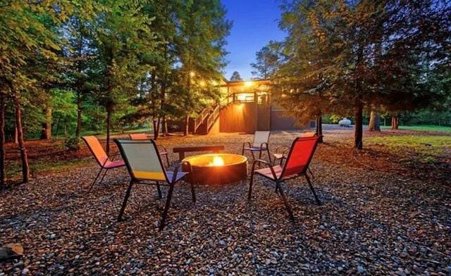 view of patio featuring a fire pit