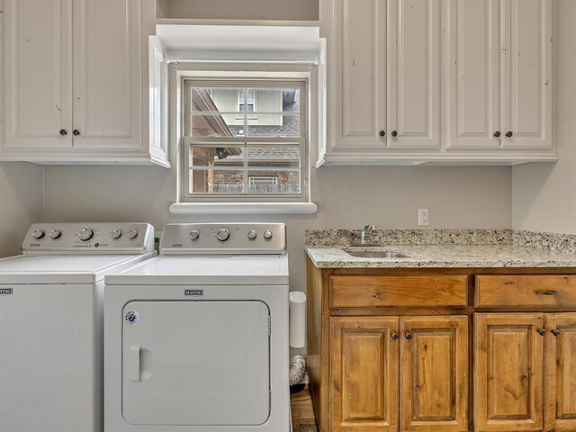 2809 Morgan Trace Rd, Yukon, OK 73099 - washroom with cabinet space and washing machine and clothes dryer