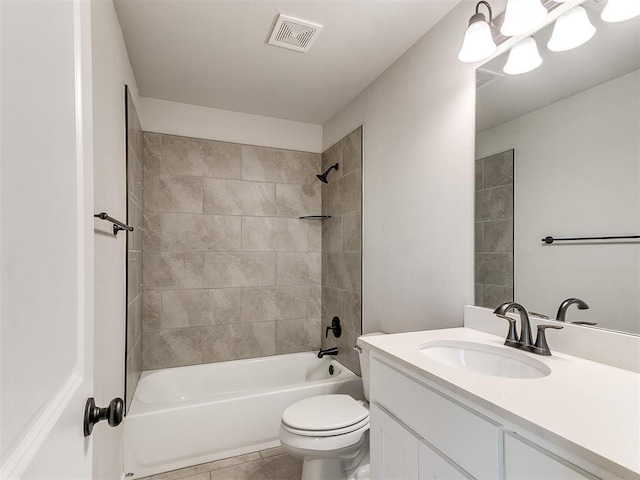 3721 Central Park Dr, Moore, OK 73160 - full bath featuring toilet, vanity,  shower combination, and tile patterned floors