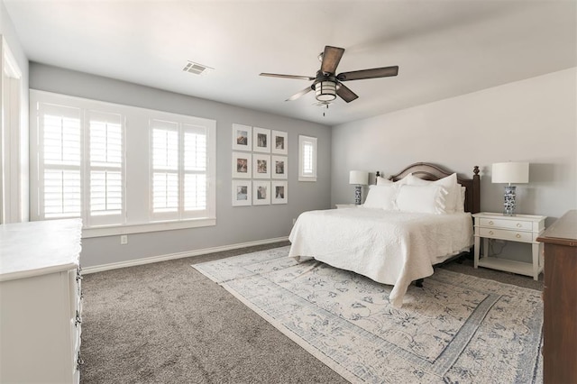 1412 NW 34th St, Oklahoma City, OK 73118 - carpeted bedroom featuring visible vents, baseboards, and ceiling fan