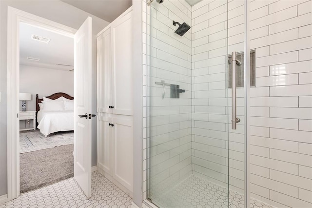 1412 NW 34th St, Oklahoma City, OK 73118 - ensuite bathroom featuring ensuite bathroom, tile patterned floors, a shower stall, and visible vents