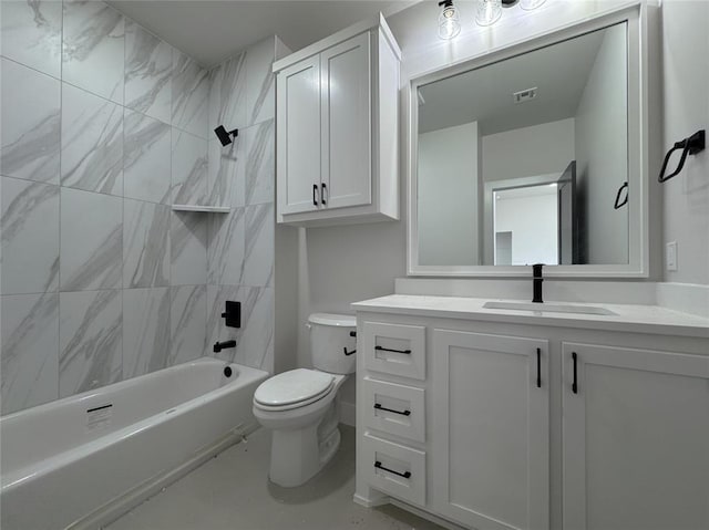 7120 NW 155th St, Edmond, OK 73013 - full bath featuring toilet, visible vents, washtub / shower combination, and vanity