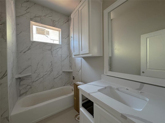 full bathroom with vanity and shower / washtub combination