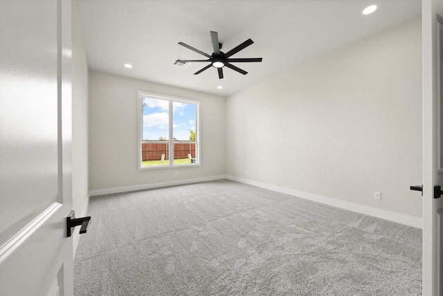 15600 Rockwell Park Ln, Edmond, OK 73013 - empty room featuring ceiling fan, carpet flooring, and recessed lighting