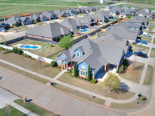 aerial view with a residential view