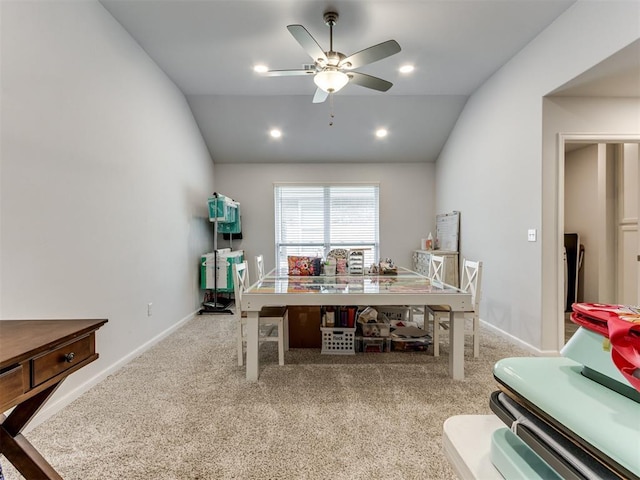 8512 NW 77th St, Oklahoma City, OK 73132 - carpeted office space featuring ceiling fan, baseboards, and lofted ceiling