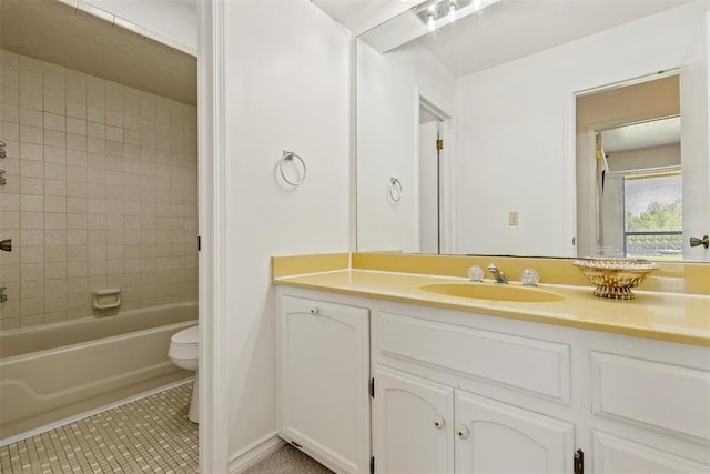 57 Serenada Ln, Shawnee, OK 74804 - bathroom with vanity, toilet, tile patterned flooring, and shower / bath combination