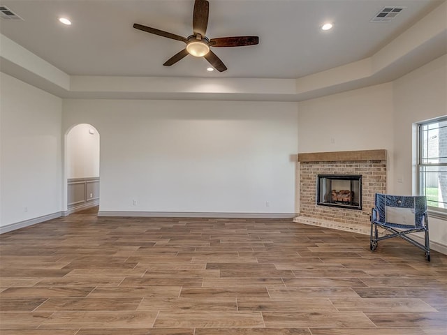 1209 Jozie Way, Tuttle, OK 73089 - unfurnished living room with visible vents, recessed lighting, ceiling fan, and wood finished floors