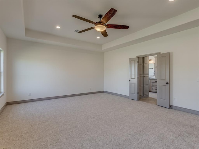 1209 Jozie Way, Tuttle, OK 73089 - spare room with baseboards, recessed lighting, ceiling fan, and light carpet
