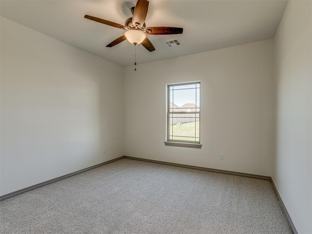 1209 Jozie Way, Tuttle, OK 73089 - empty room with light colored carpet, a ceiling fan, baseboards, and visible vents