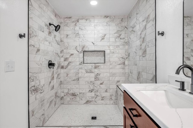 636 E Lea Ter, Mustang, OK 73064 - full bath featuring vanity, a stall shower, and recessed lighting