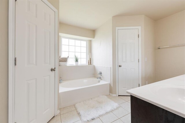 5309 SE 78th St, Oklahoma City, OK 73135 - bathroom featuring tile patterned floors, a bath, and vanity