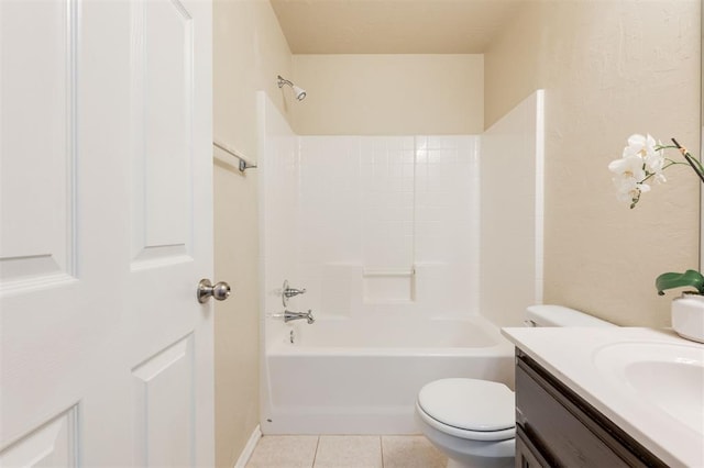 5309 SE 78th St, Oklahoma City, OK 73135 - bathroom featuring toilet, vanity, tile patterned flooring, and shower / washtub combination