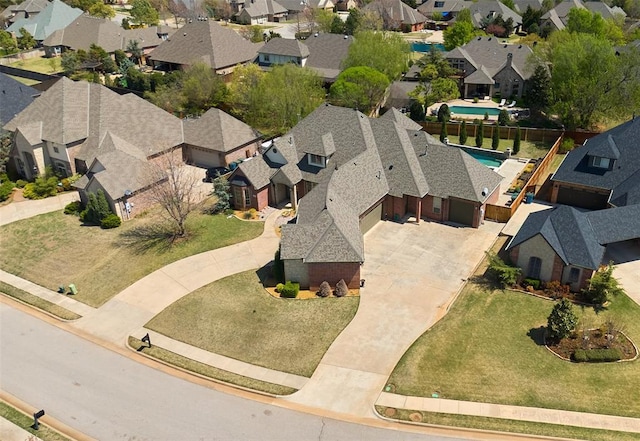 bird's eye view with a residential view