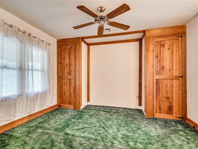 27704 S County Line Ave, Blanchard, OK 73010 - empty room with baseboards, a ceiling fan, visible vents, and carpet flooring