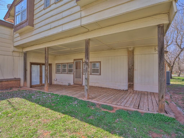 27704 S County Line Ave, Blanchard, OK 73010 - doorway to property with central AC unit and a deck