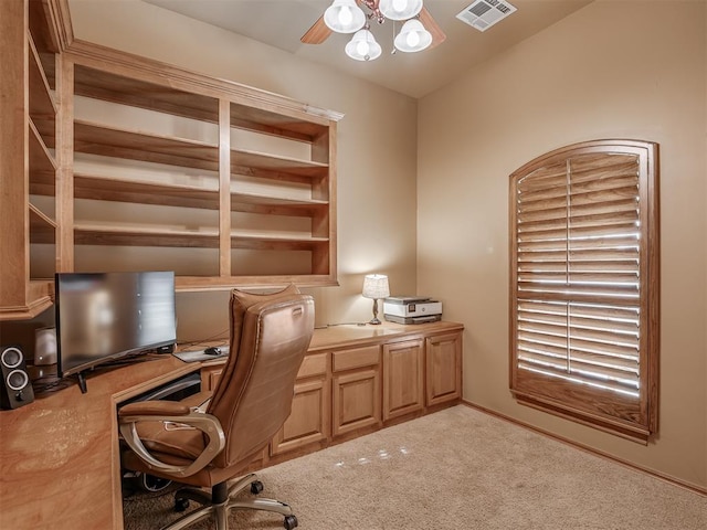 904 Majestic St, Yukon, OK 73099 - home office with a ceiling fan and carpet