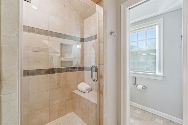 1707 Pennington Way, Nichols Hills, OK 73116 - full bath featuring a stall shower, plenty of natural light, and baseboards