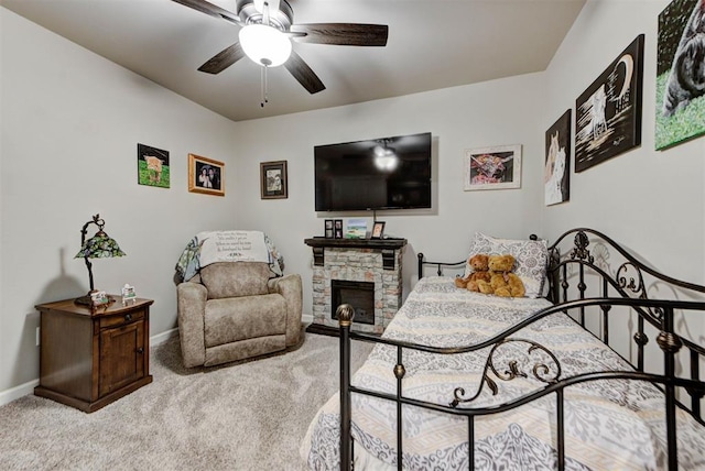 5513 Carmel Creek Dr, Mustang, OK 73064 - carpeted bedroom featuring baseboards and a ceiling fan