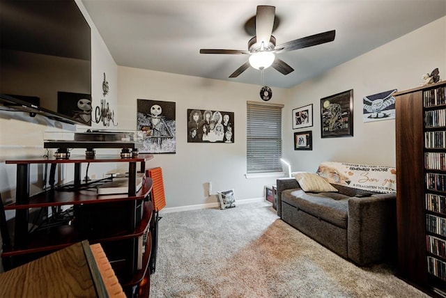 5513 Carmel Creek Dr, Mustang, OK 73064 - office space with carpet flooring, a ceiling fan, and baseboards