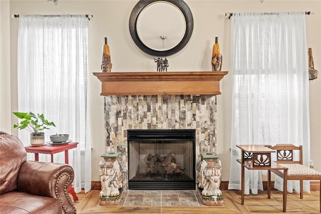 11609 SW 14th St, Yukon, OK 73099 - detailed view of a fireplace with flush hearth and baseboards