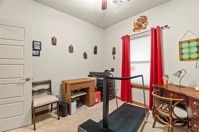 11609 SW 14th St, Yukon, OK 73099 - exercise area with carpet floors and ceiling fan