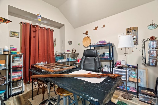 11609 SW 14th St, Yukon, OK 73099 - office area with wood finished floors and lofted ceiling