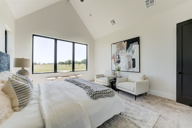 2223 Wintercreek Blvd, Blanchard, OK 73010 - bedroom with high vaulted ceiling and carpet floors