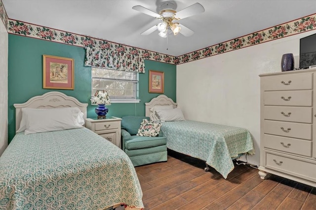 6706 N Woodward Dr, Oklahoma City, OK 73116 - bedroom featuring wood finished floors and a ceiling fan