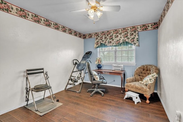 6706 N Woodward Dr, Oklahoma City, OK 73116 - office space with wood finished floors, a ceiling fan, and baseboards